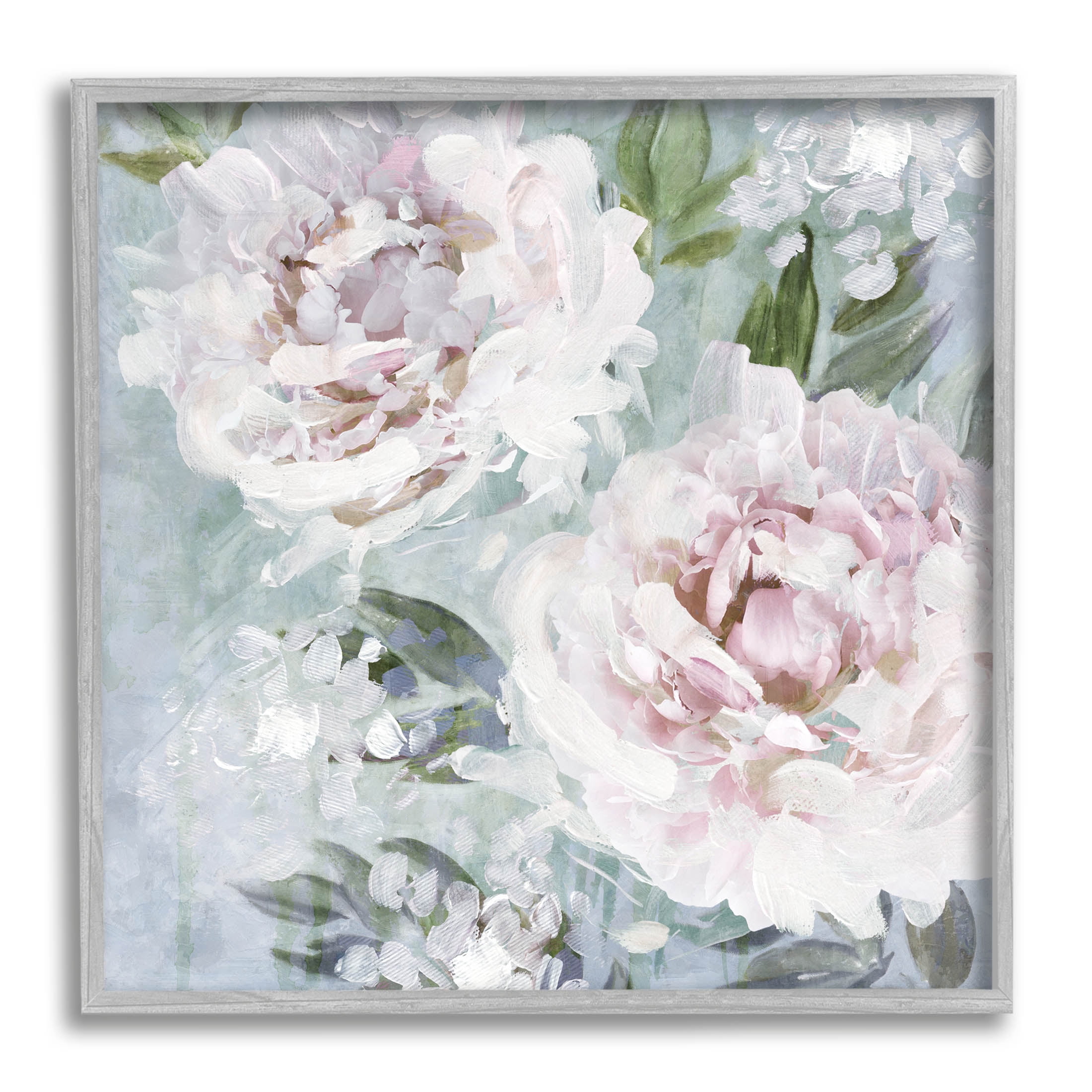 Delicate Pink Flowers Close Up Botanical & Floral Graphic Art Gray Framed Art Print Wall Art