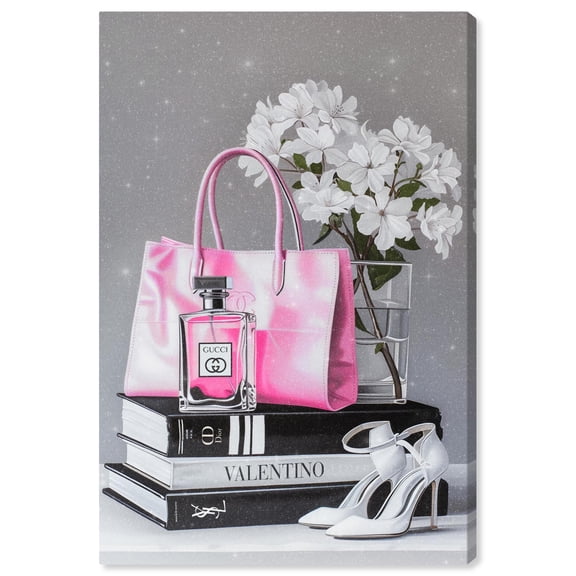 Delicate Pink Purse and Books II Canvas Fashion Prints by Art Remedy, Gallery Wrapped, 36" x 54"