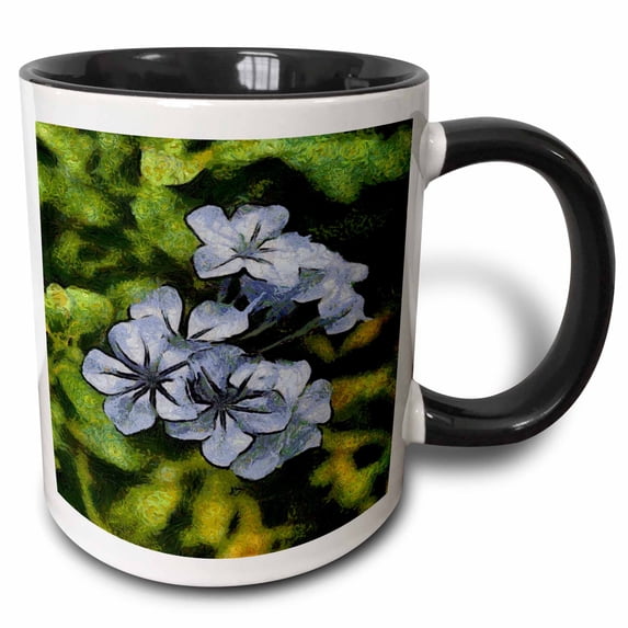 3drose, Delicate Plumbago Painted in Van Goch Style, 11oz Two-tone Black Mug