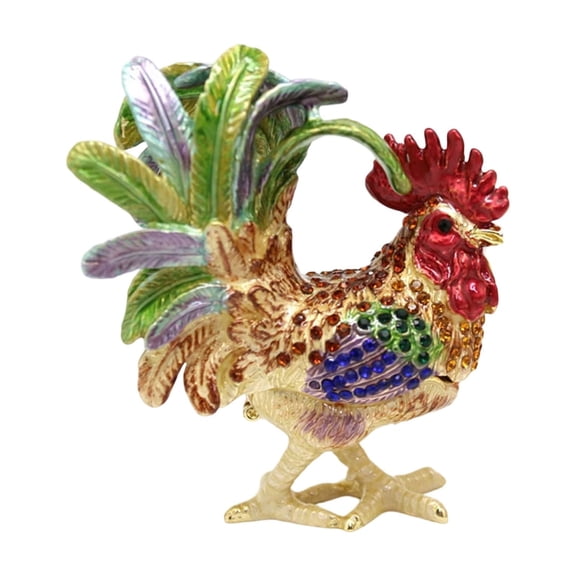 Delicate Porcelain Rooster Themed Box Valuables Keepsakes Decorative Container Case
