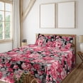thumbnail image 1 of Delicate Roses Sheet Set, Neutral Vintage Floral Scene with Leafy Ornaments Romantic Print, Fitted & Flat Sheet with Pillowcase Bedding Accent 4 Pcs Set, Full, Pastel Pink Pale Grey, by Ambesonne, 1 of 5