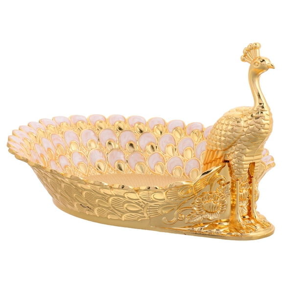 Delicate Serving Tray Ornate Peacock-Theme Serving Plate For Party Use Elegant Fruit Platter Decorative Metal Serving Tray Multi-Use Snacks Fruit Cake Storage Plate