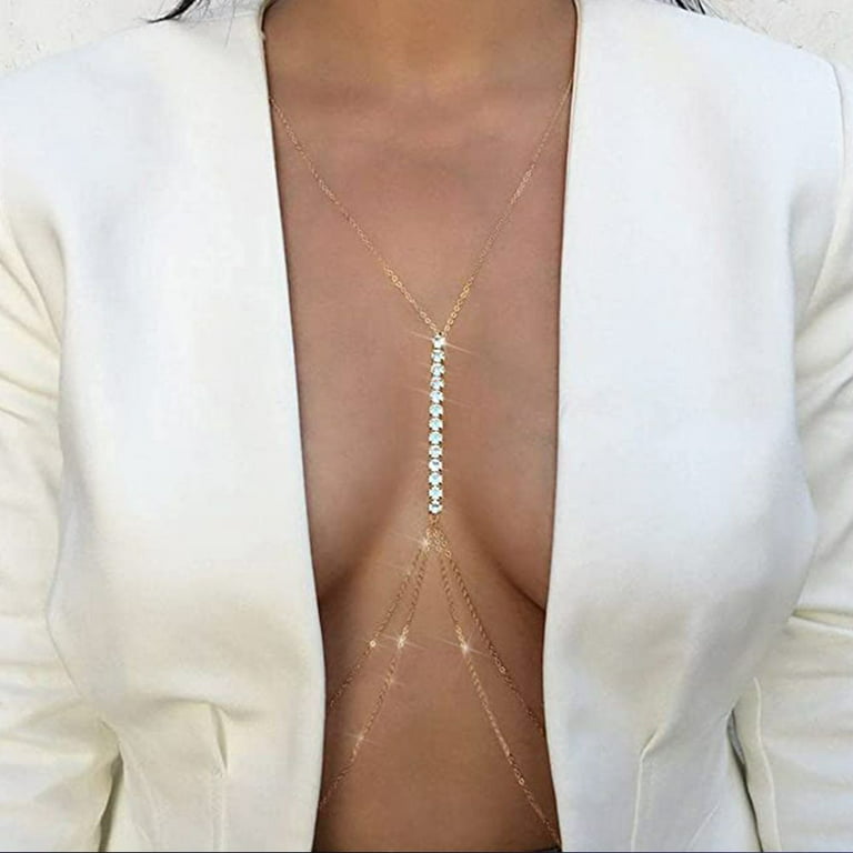 exy Rhinestone Body Chain Crossover Bra Crystal Body Jewelry Bikini Beach Body  Necklace for Women and