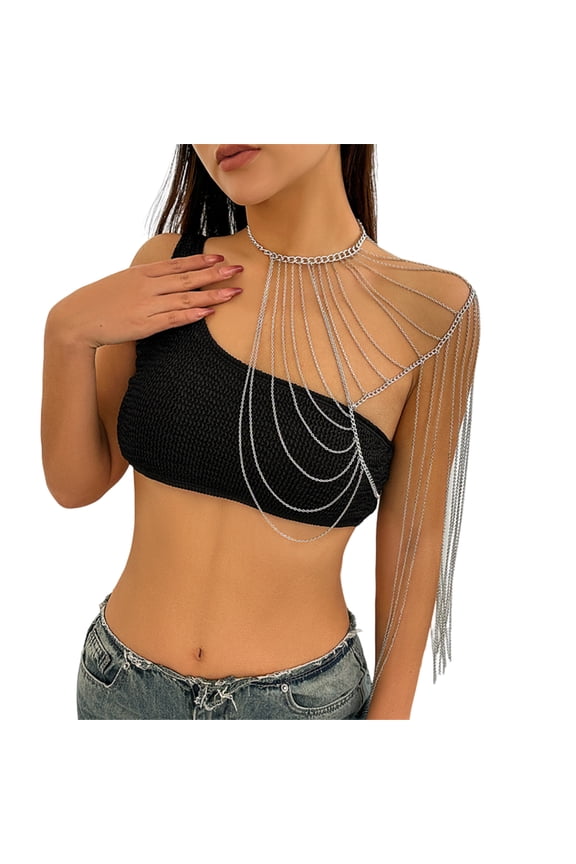 Delicate Shoulder Necklace Chain for Woman Metal Long Fringes Body Chain Women Swimsuit Creative Shoulder Chain