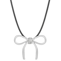 Delicate Silver Bow Necklace Women's Clavicle Chain 42cm/16.53 inch Y1T2