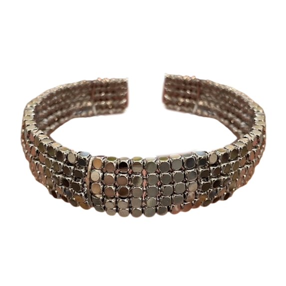 Delicate Silver Open Cuff Bangle Set With Unique Hammered Texture For Women