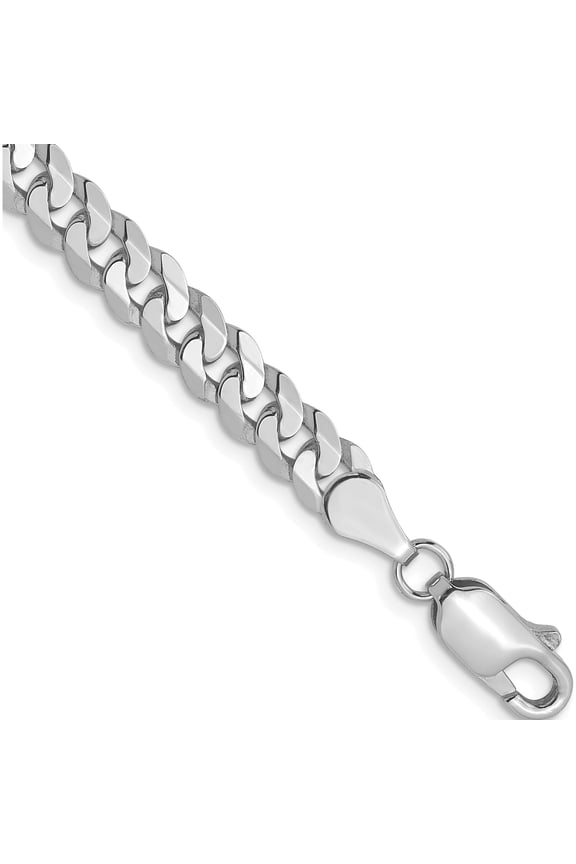 Delicate Sparkle-worthy Artisan 14K White Gold 4.5mm Flat Beveled Curb Chain Flawless Ethereal Graceful