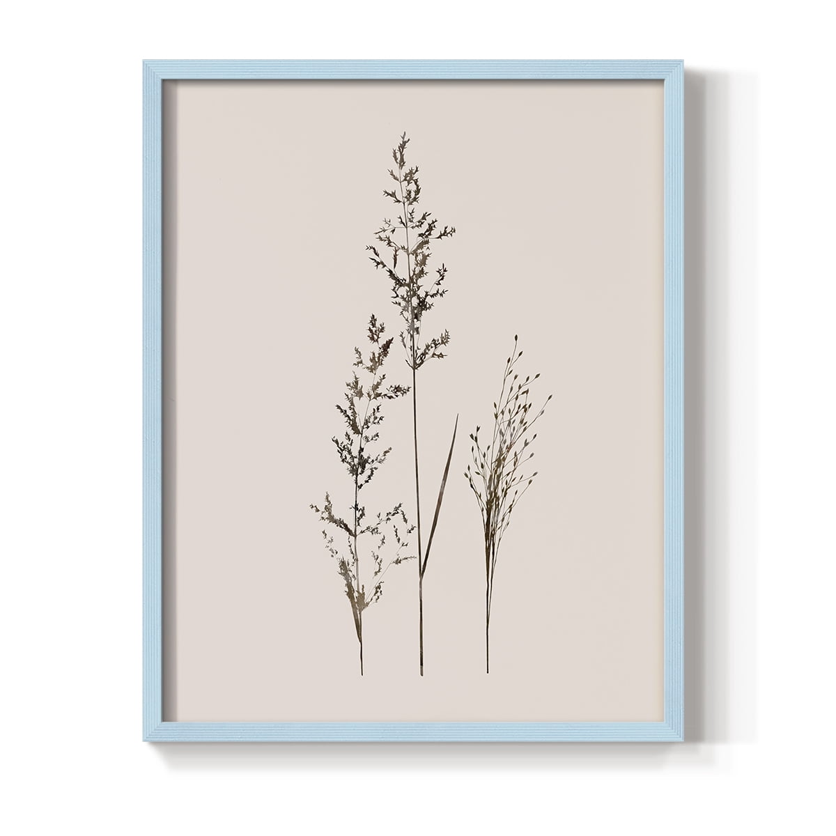 Delicate Stems I Framed Print in Blue Solid Wood Framed Print No Nail Hanging