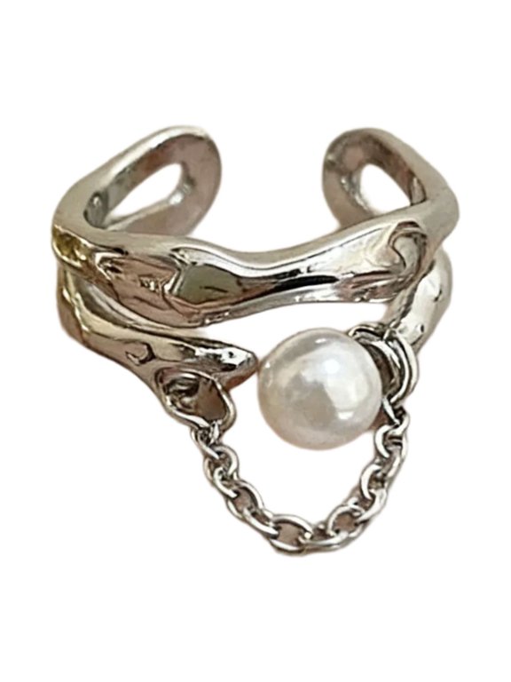 Delicate Tassels Dating Rings Double Layer Opening Rings Unique Finger Jewelry Alloy Texture for Party and Daily Wear