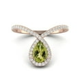 thumbnail image 1 of Delicate Tear Drop 7X5mm Pear Peridot 925 Sterling Silver Rose Vermeil Solitaire Mother's Day Gift Ring, 1 of 3
