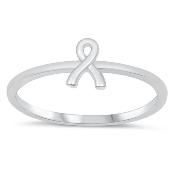 Delicate Tiny Awareness Ribbon Ring .925 Sterling Silver Band Jewelry Female Male Unisex Size 4