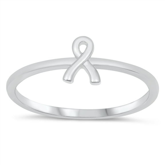 Delicate Tiny Awareness Ribbon Ring .925 Sterling Silver Band Jewelry Female Male Unisex Size 8