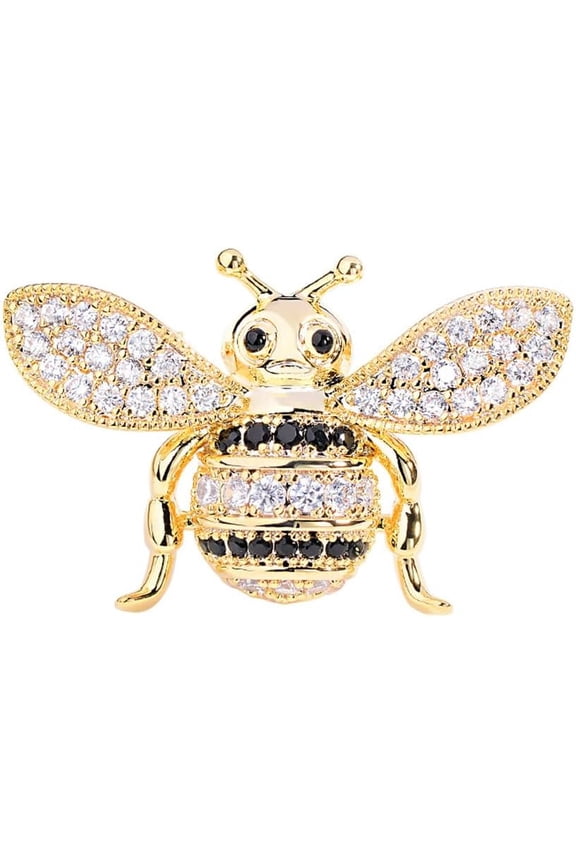 Delicate Tiny Honeybee Brooch Pin for Women Rhinestone Bee Insects Animal Lapel Pins Safety Pins Badge Scarf Clips Dress Hats Bags Accessory