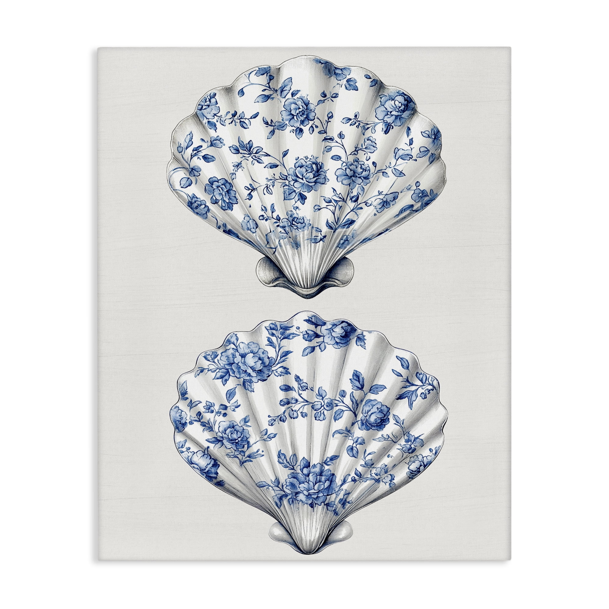 Delicate Toile Seashells Canvas Wall Art, design by Lettered and Lined