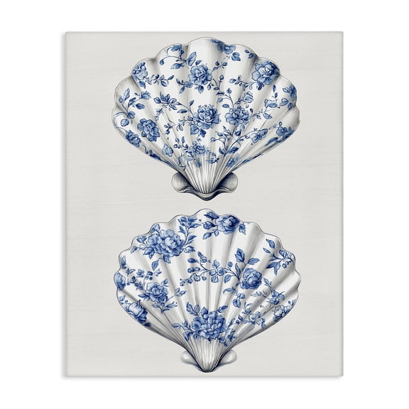 Delicate Toile Seashells Canvas Wall Art, design by Lettered and Lined