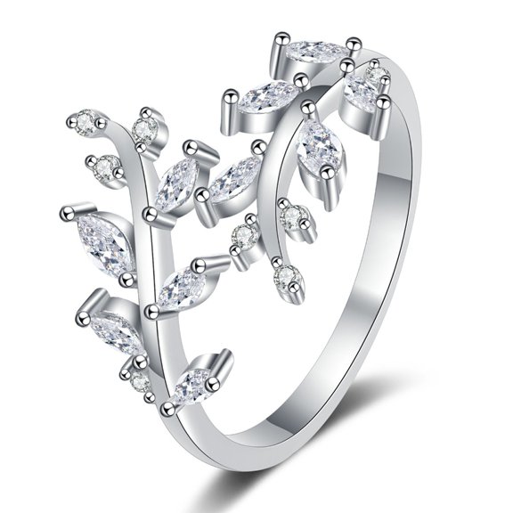 Delicate Tree Branch Inspired Ring With Cubic Zirconia Stones Allergy resistant Copper Material