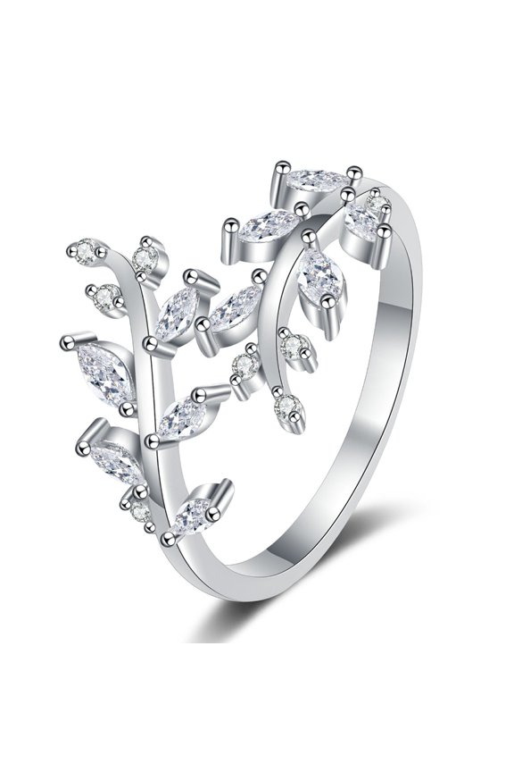Delicate Tree Branch Inspired Ring With Cubic Zirconia Stones Allergy resistant Copper Material