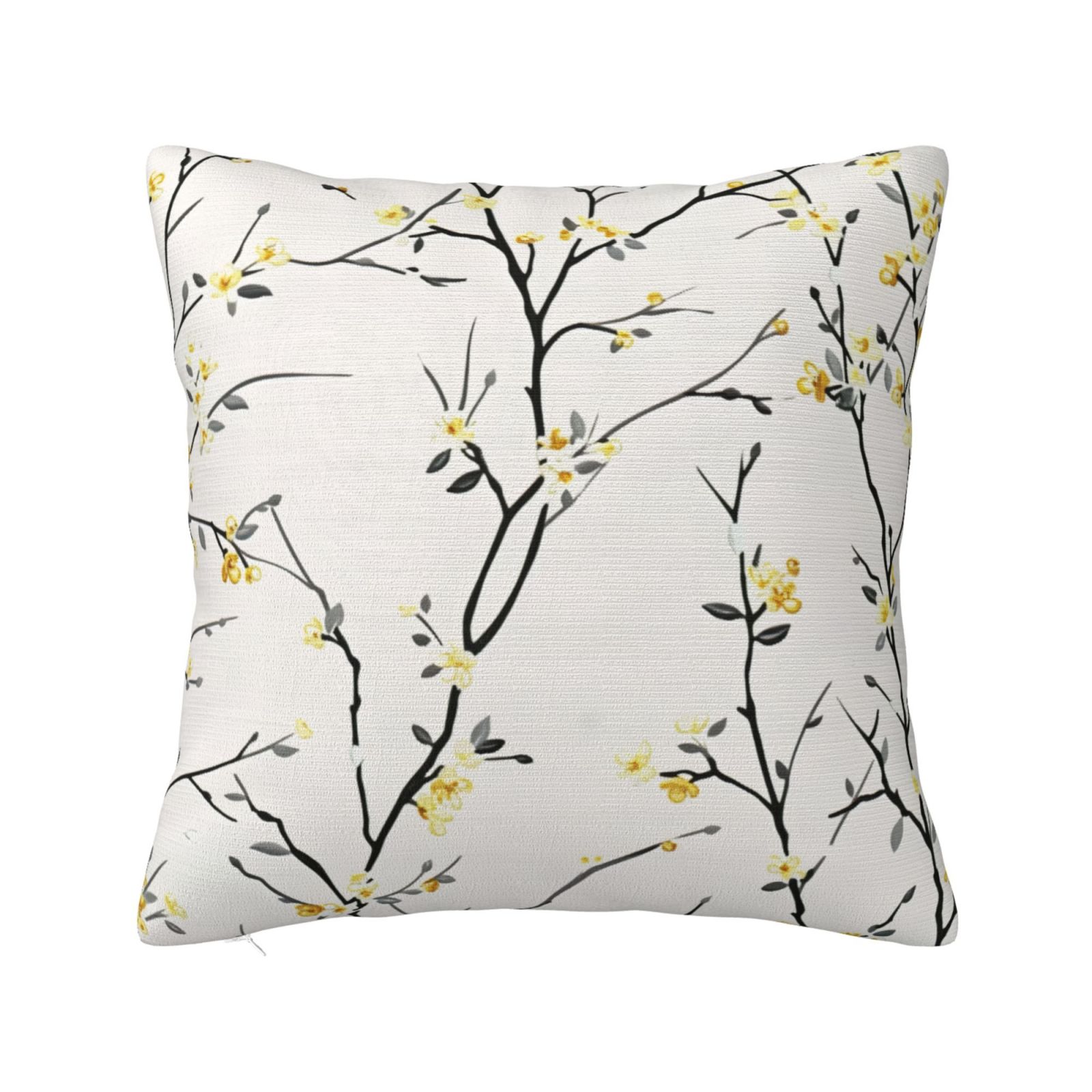 Delicate Wallpaper with Yellow Flowers and Green Decorative pillowcase