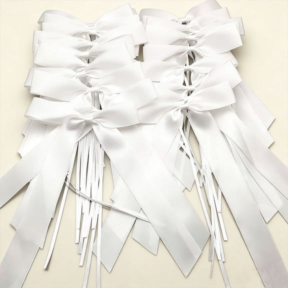 Delicate Wedding Pew End Bowknots Ribbon Bows Cars Chairs Decorations (white)