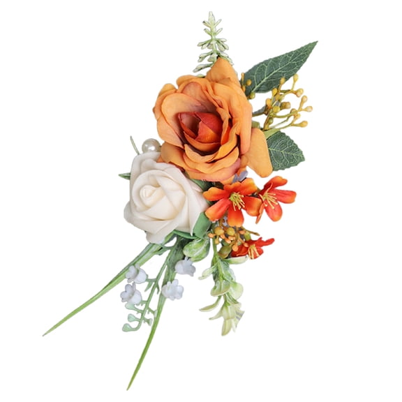Delicate Wrist Flower Wristband Realistic Rose Boutonniere for Outdoor Weddings and Celebration Optional Color