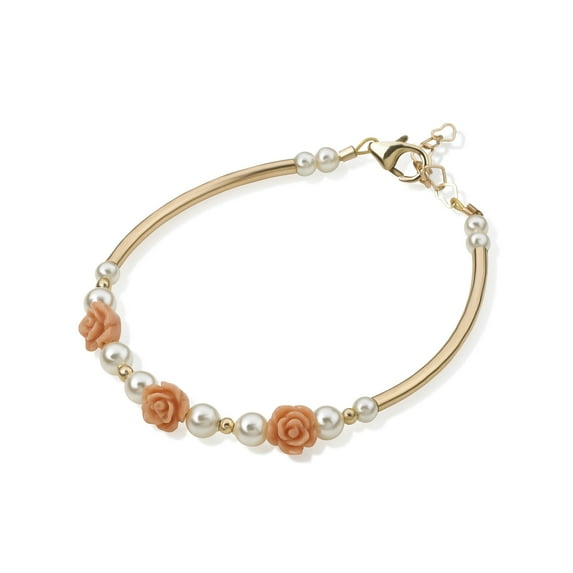 Delicate baby girl banglet bracelet with Flower Beads | Luxury child bracelet gift (BN10)