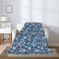 Delicate berry blossom navyblue Throw Blanket for Couch Sofa and Bed