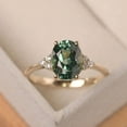 thumbnail image 1 of Delicate vintage engagement ring, green sapphire yellow gold ring, oval cut,anniversary gifts, 1 of 5