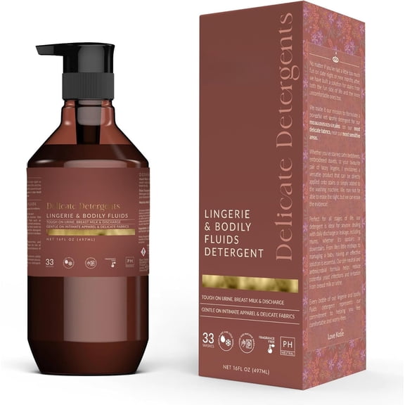 Delicates, Lingerie & Bodily Fluids Detergent - Gentle, pH Neutral, and Enzyme Stain Remover for Fabrics 16 Fl Oz