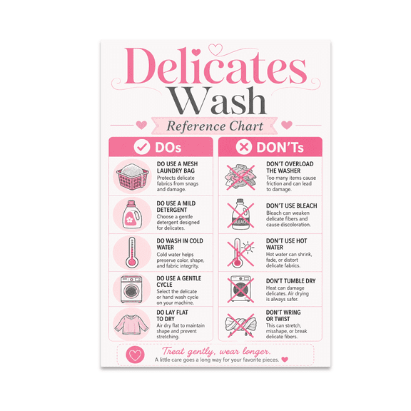 Delicates Wash Reference Chart - Home Organizer - 13x19 Poster Print