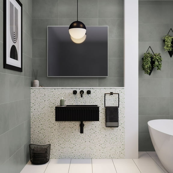 Delice 24" Rectangle Wall-Mount Bathroom Sink in Matte Black