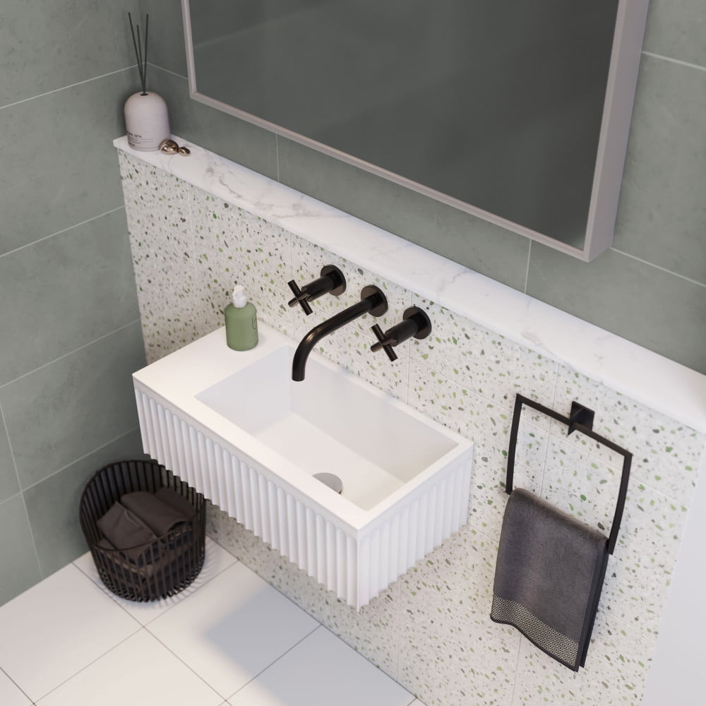 Delice 24" Rectangle Wall-Mount Bathroom Sink in Matte White - Walmart.com