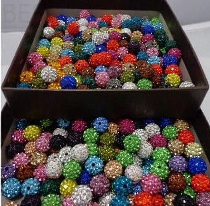 Delicioc 100pcs Rhinestone Beads Jewelry Beads Sparkling Beads Loose Round Beads Necklace Making Beads Decorative Beads with Holes