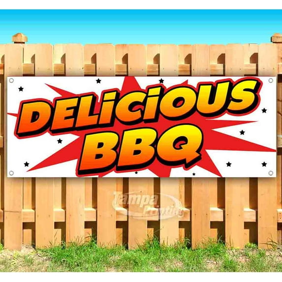 Delicious BBQ 13 oz Vinyl Banner With Metal Grommets