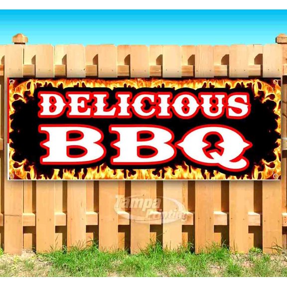 Delicious BBQ 13 oz Vinyl Banner With Metal Grommets