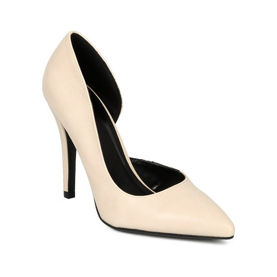 Delicious CG78 Women Leatherette Pointy Toe Open Shank Single Sole Stiletto Pump
