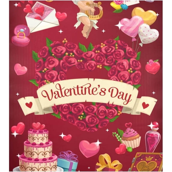 Delicious Cakes and Love Hearts Dishwasher Magnet Cover Front Door Decorative Refrigerator Covers Magnetic Sheet Sticker Wash Machine Fridge Panel Decal for Kitchen Appliance 23x26 in