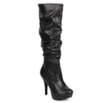 thumbnail image 1 of Delicious DI03 Women Leatherette Knee High Almond Toe Stiletto Slouch Riding Boot, 1 of 5