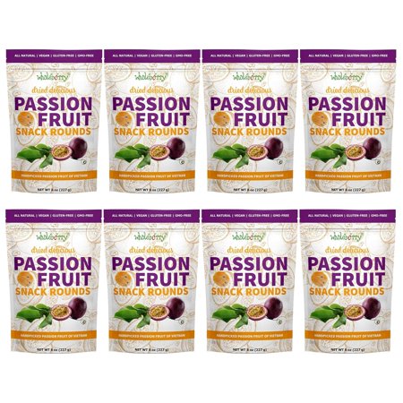 Delicious Dried Passion Fruit Rounds 8 oz x 8 Bags Maracuja Fruit Passion Fruit Pulp Sour & Sweet Less Seed, 64 oz