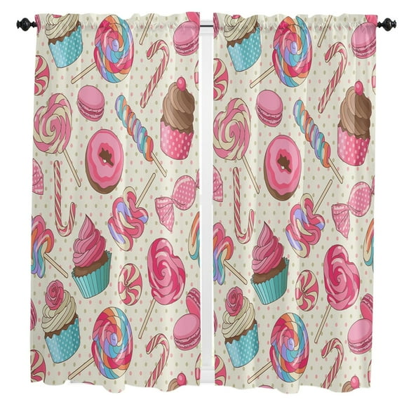 Delicious Food Donut Curtains for Living Room Bedroom Curtains Kitchen Curtains for the Kids Room Window Treatments Drapes