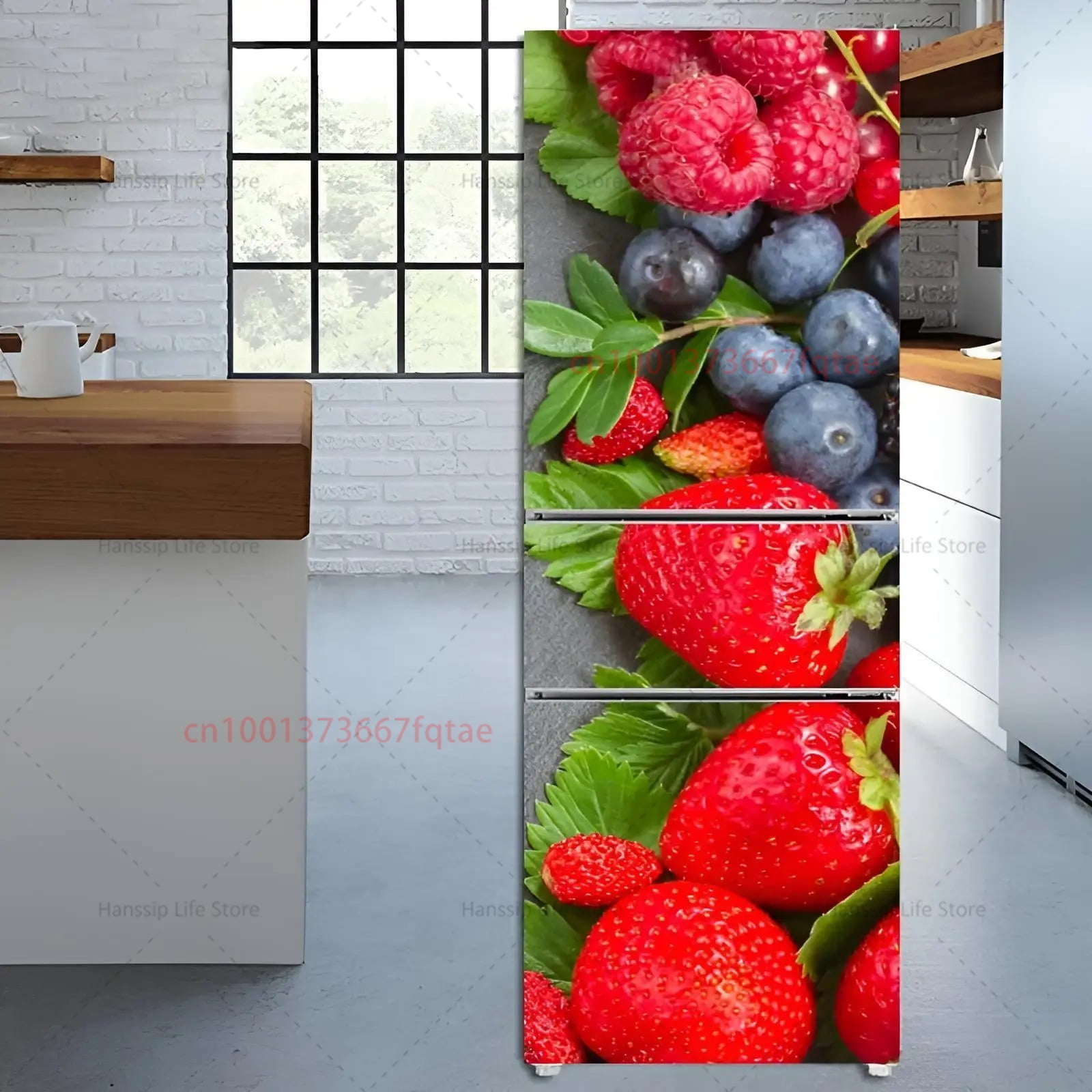 Delicious fresh fruit printed fridge door wrap cover kitchen wallpaper