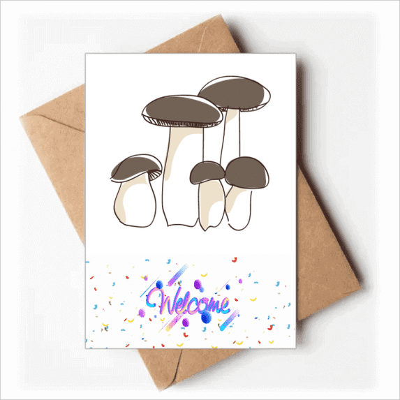 Delicious Fresh Mushroom Pattern Welcome Back Greeting Cards Envelopes Blank