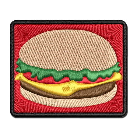 Delicious Hamburger Cheeseburger American Fast Food Applique Multi-Color Embroidered Iron-On Patch - 3.5 Inch Large