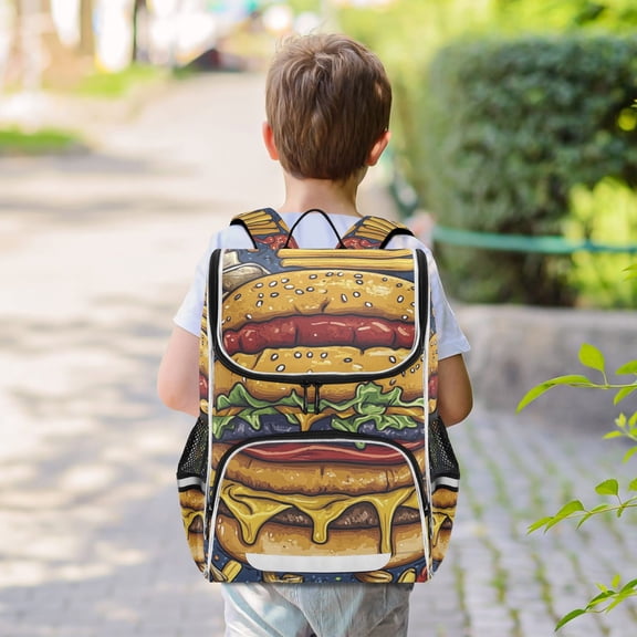 Delicious Hamburgers Fries Backpack Big Laptop Backpack Casual Daypack Quilted Large Capacity Large Bookbags