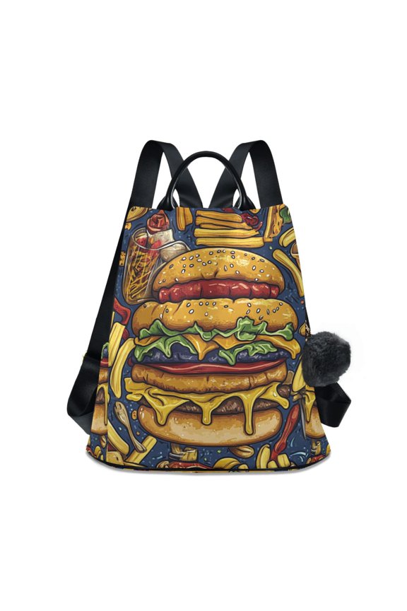 Delicious Hamburgers Fries Travel Laptops Backpack for Women Anti-theft Casual Work Bag Daypack Lightweight Laptop Bag
