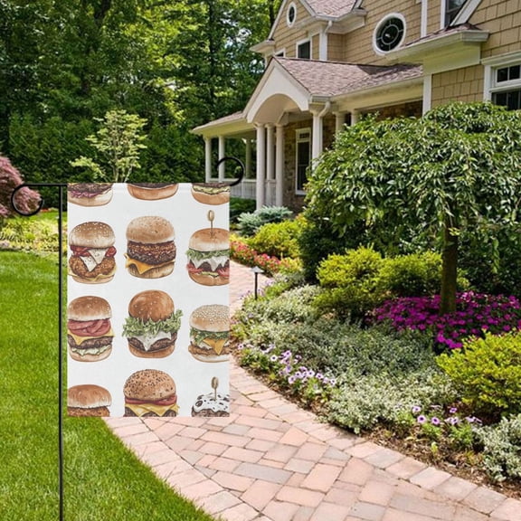 Delicious Hamburgers Garden Flag Double Sided 12 x 18 Inch Outside Yard Decoration Outdoor Flag