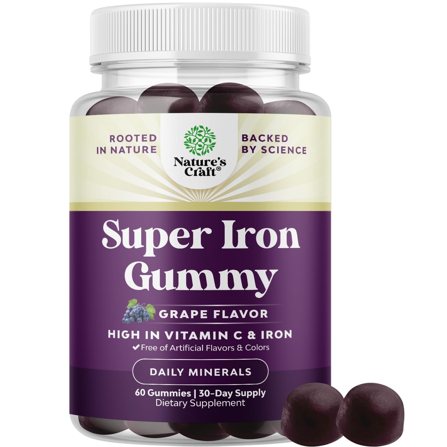 Delicious Iron Gummies for Women and Men High Strength 45mg per