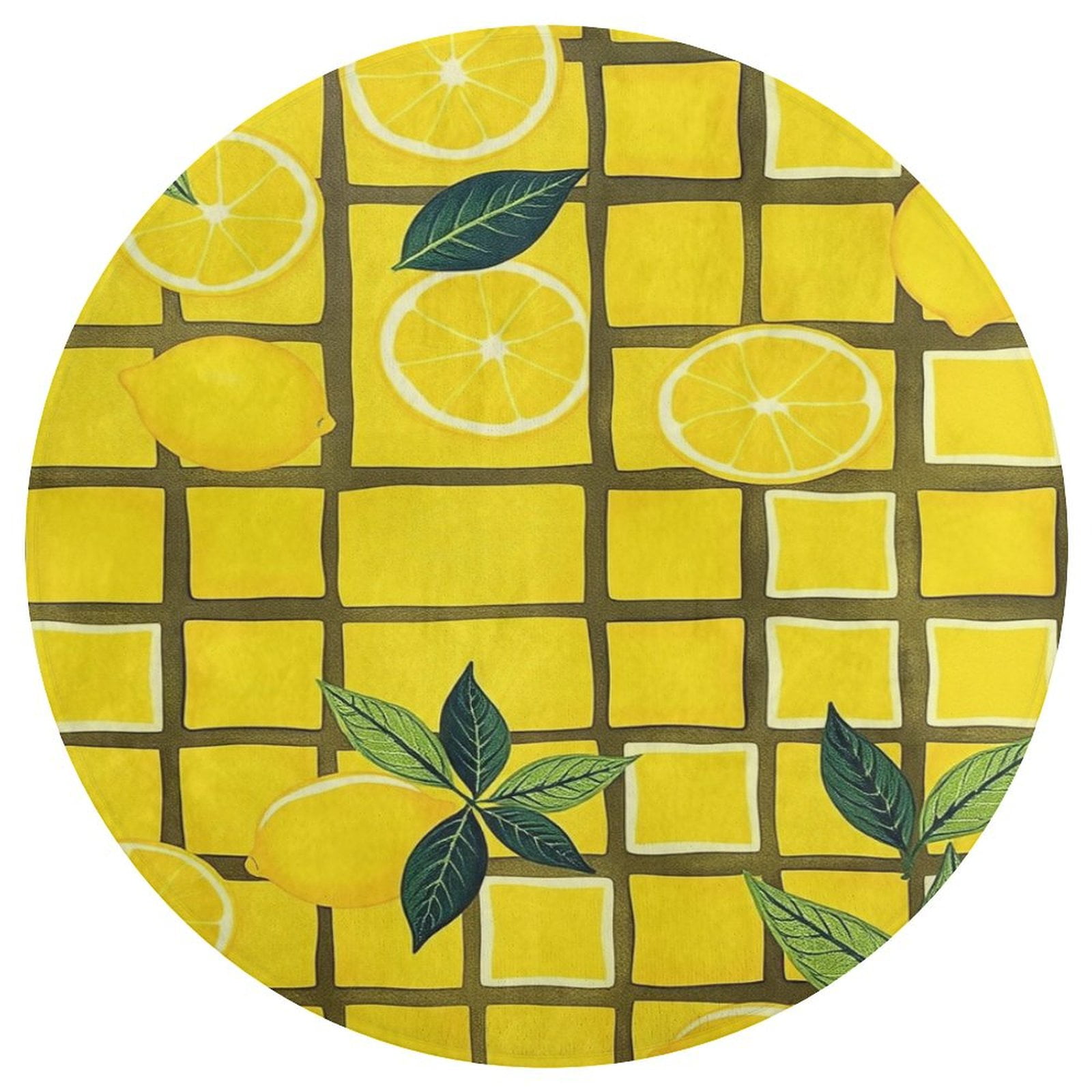 Delicious Lemon Round Area Rug Floor Carpets Washable Indoor Floor Area ...