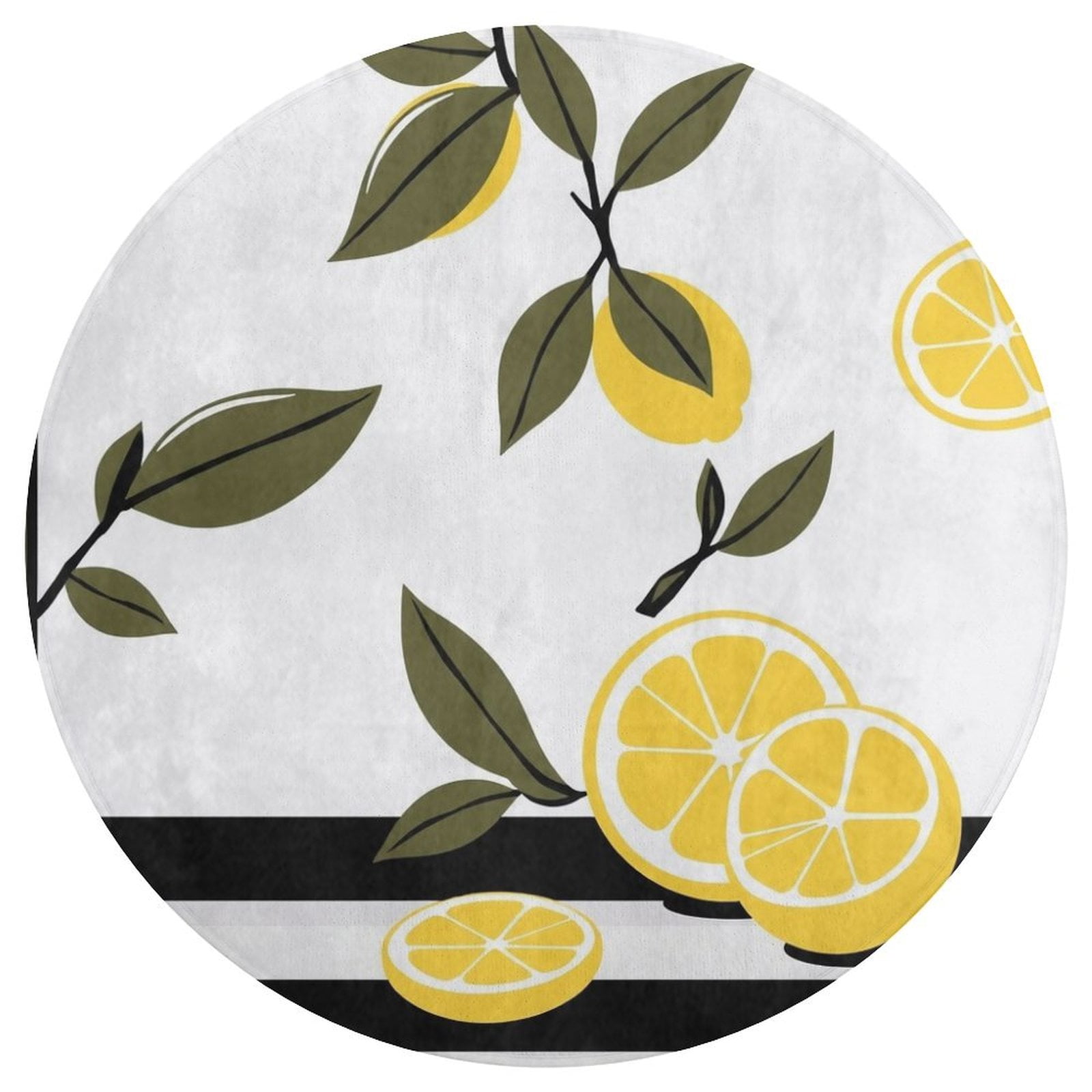 Delicious Lemon Round Area Rug Floor Carpets Washable Indoor Floor Area ...