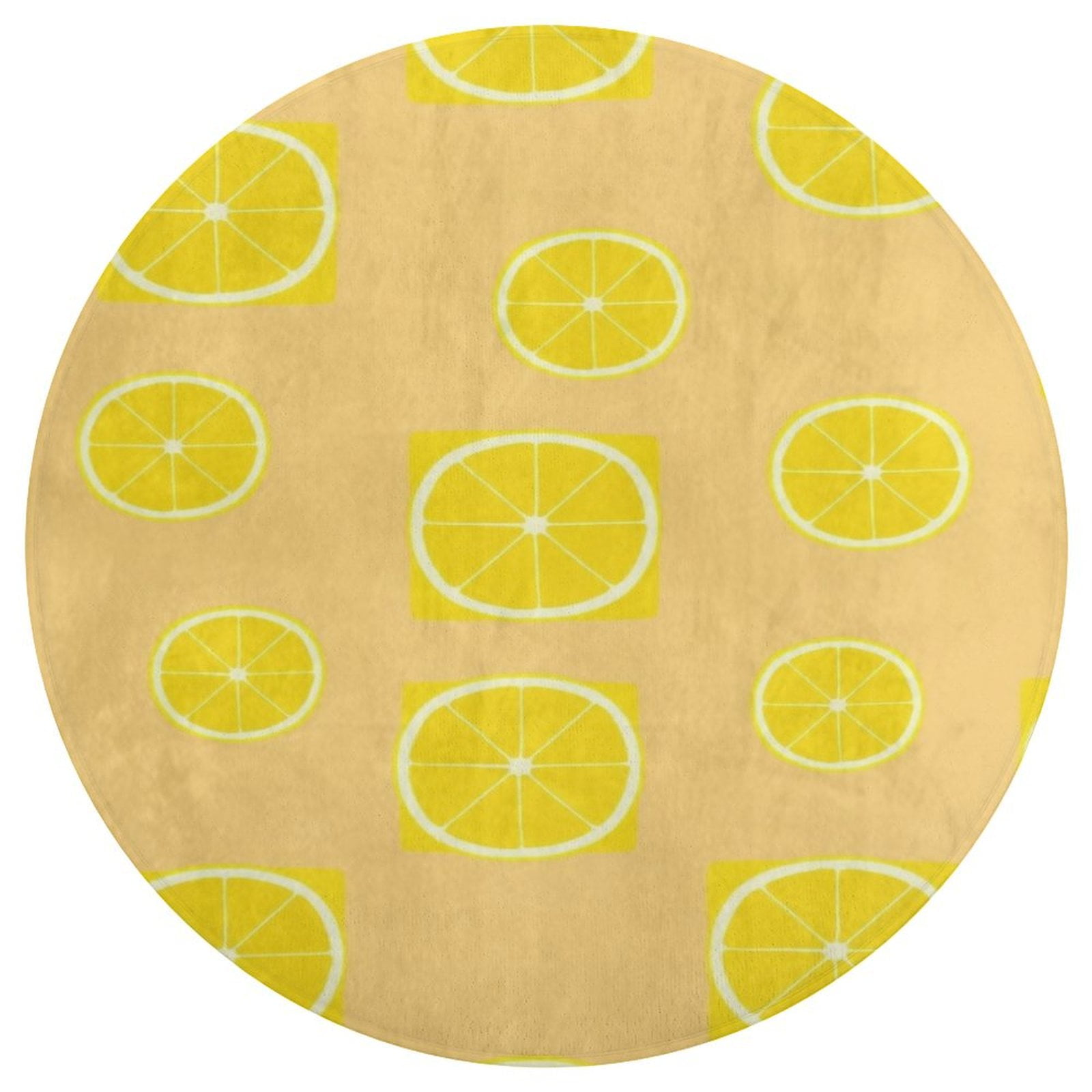 Delicious Lemon Round Area Rug Soft Sofa Nursery Carpet Floor Mat Non ...