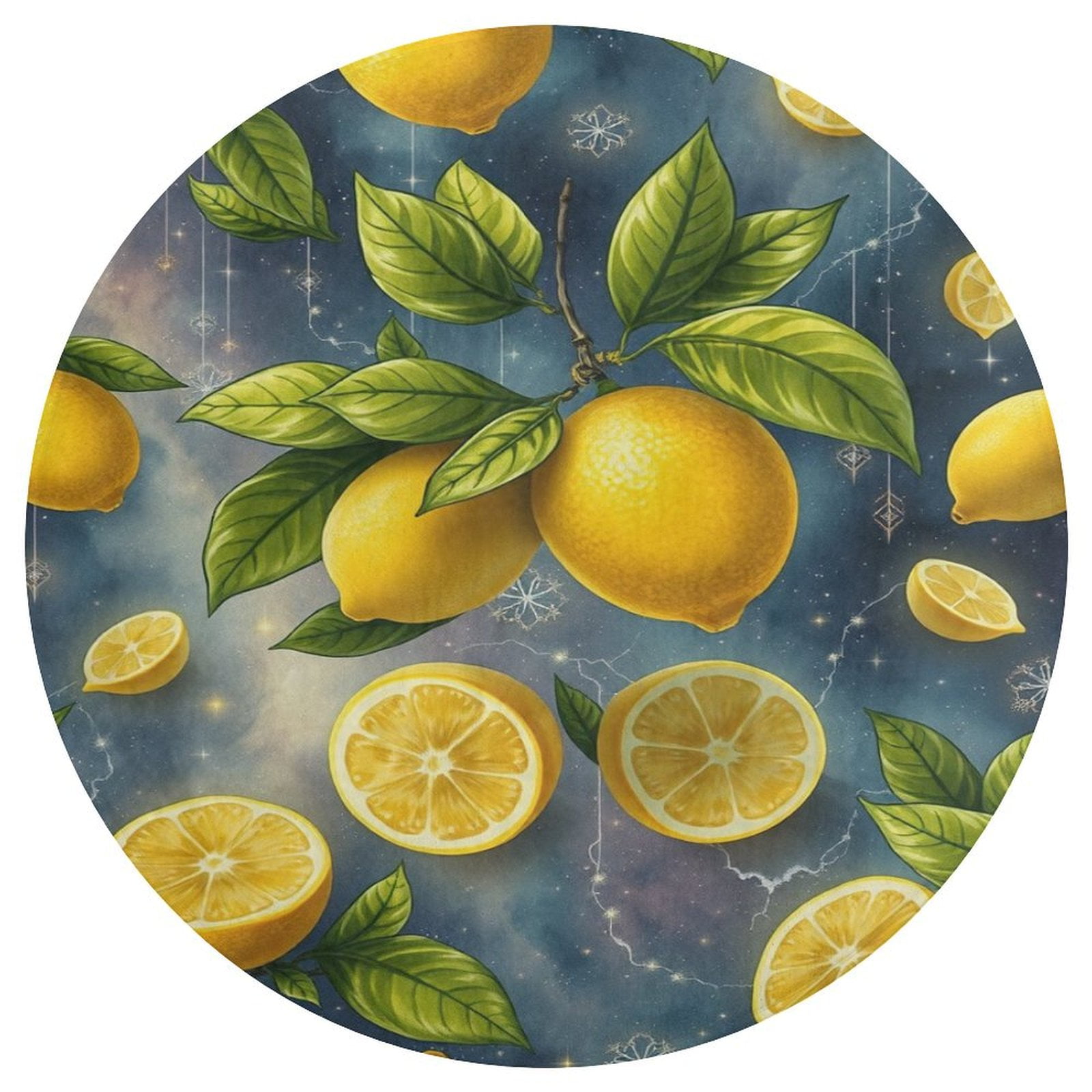 Delicious Lemon Round Area Rug Soft Sofa Nursery Carpet Floor Mat Non ...